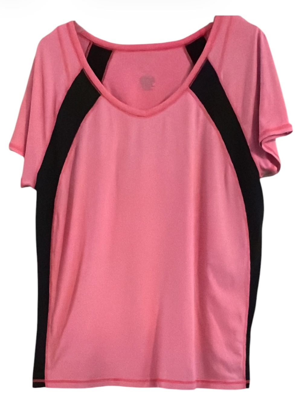 Lane Bryant Livi Active Pink Black Mesh V-Neck Workout Top Size 14/16